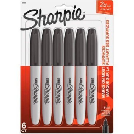 SANFORD Sharpie Super Permanent Markers - Fine Point - Black - 6 Pack 33666PP